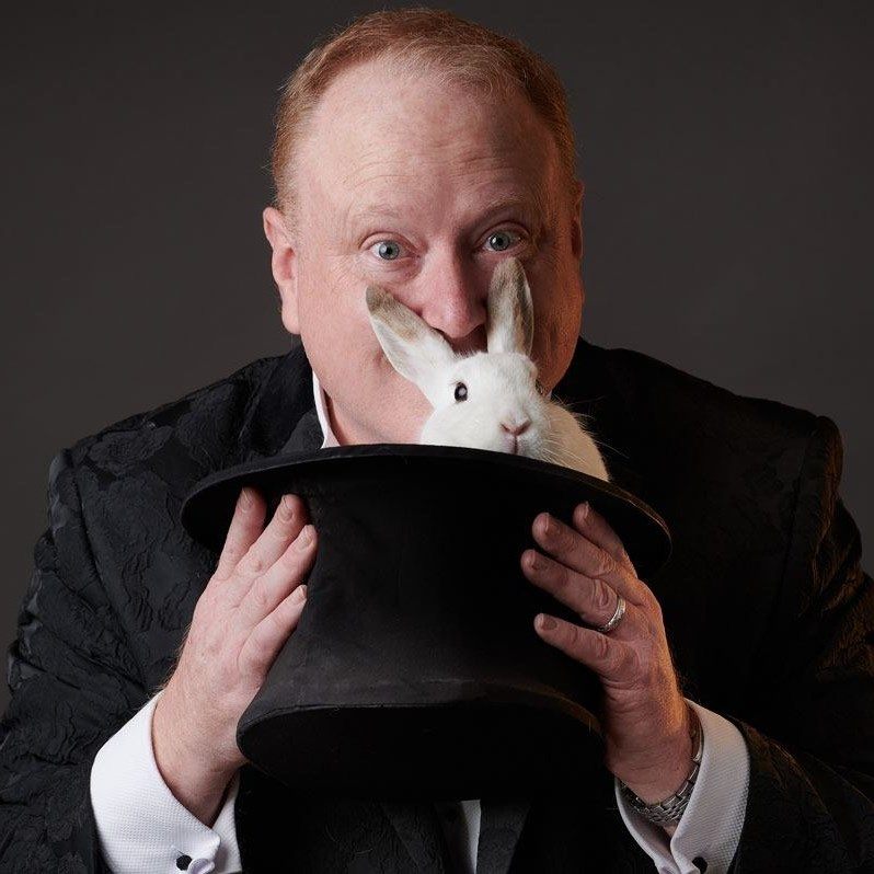 Jimmy Marvel with Ice Cream the rabbit in a top hat