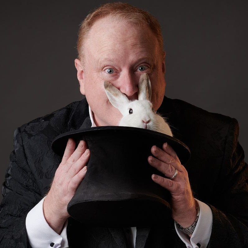 Ice Cream the rabbit appearing from Jimmy Marvel's top hat